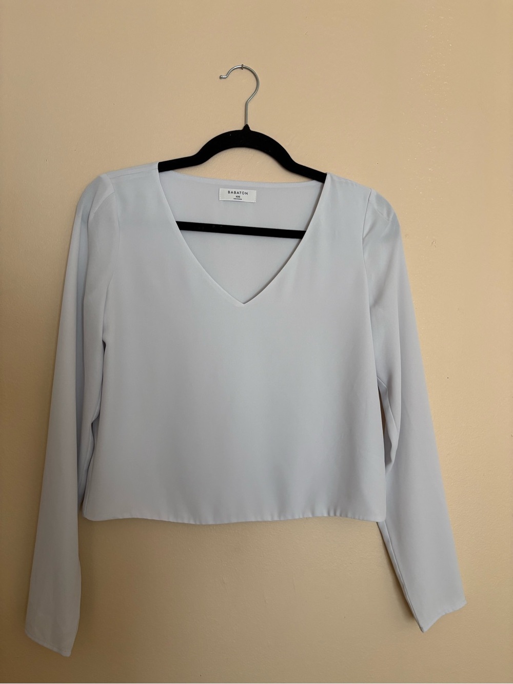 Babaton Murphy Blouse XXS Ice Blue V-Neck Aritzia Top - Picture 2 of 10